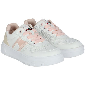 Girls White Logo Trainers