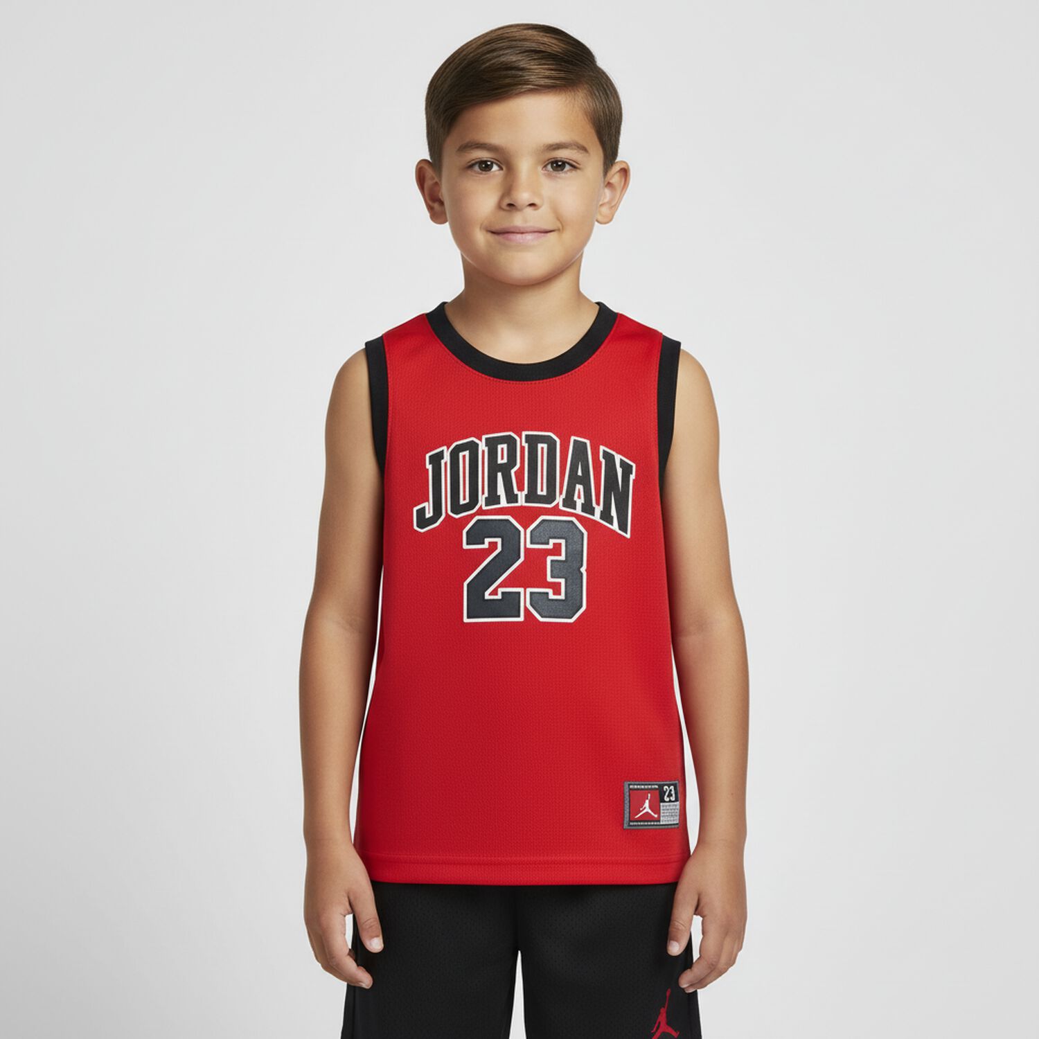 Boys Red & Black Jordan Logo Shorts Set, 2, hi-res