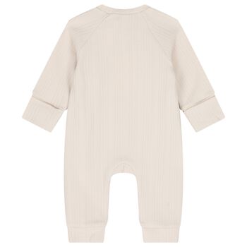 Beige Balloon Motif Ribbed Baby Romper