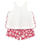 Younger Girls Ivory & Red Crab Shorts Set, 1, hi-res