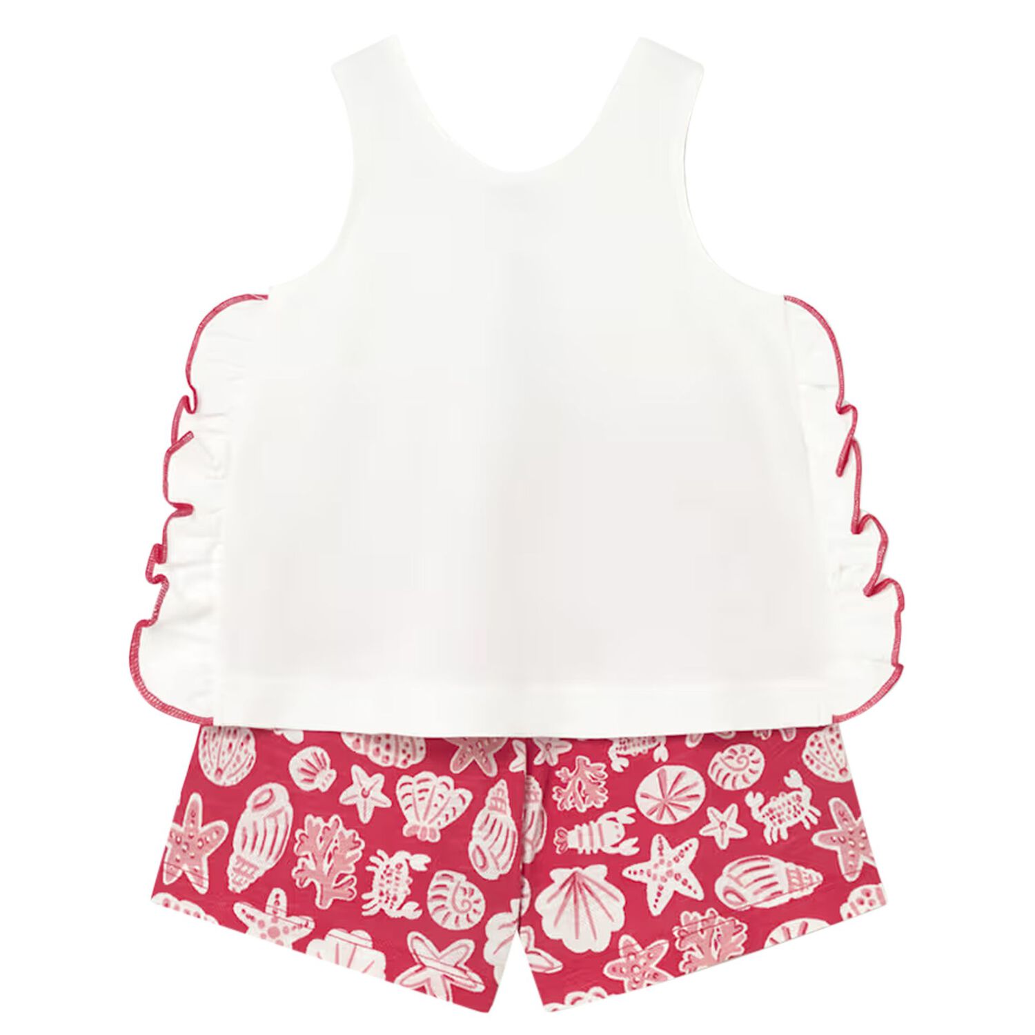 Younger Girls Ivory & Red Crab Shorts Set, 1, hi-res