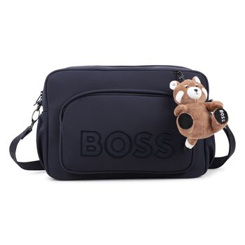 حقيبة تغيير حفاضات الأطفال باللون الكحلي بشعار الباندا الحمراء