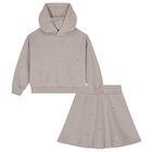 Girls Beige Embellished Skirt Set, 2, hi-res