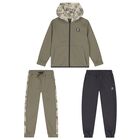 Boys Green & Grey Tracksuit Set (3 Piece), 2, hi-res