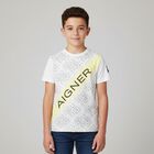 Boys White & Yellow Logo T-Shirt, 1, hi-res