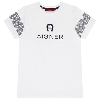 Aigner Boys White Logo T-Shirt, 1 Boys White Logo T-Shirt