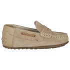 Younger Boys Beige Suede & Leather Loafers, 1, hi-res
