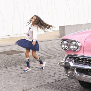 Girls Gold & Navy Embellished Trainers