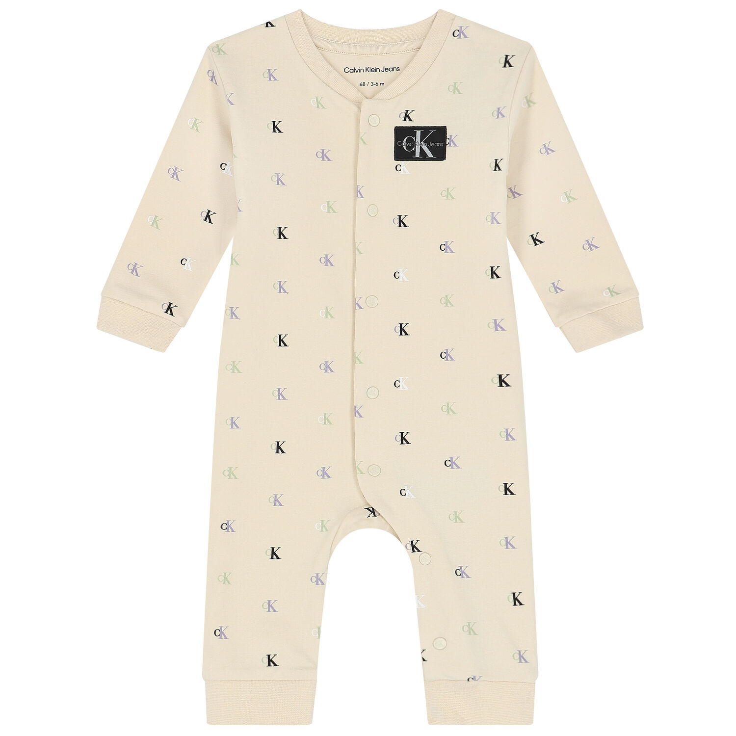 Beige Logo Romper, 1, hi-res
