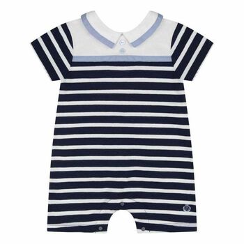 Baby Boys Navy Blue & White Striped Shortie