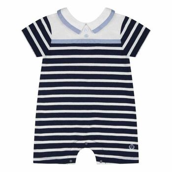 Baby Boys Navy Blue & White Striped Shortie