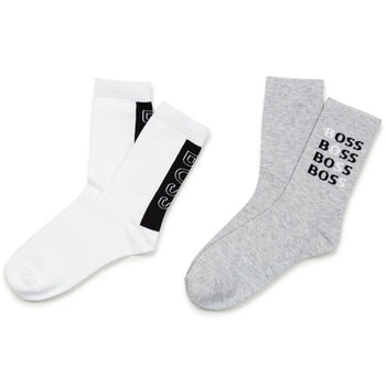 Boys Grey & White Logo Socks (2 Pack)