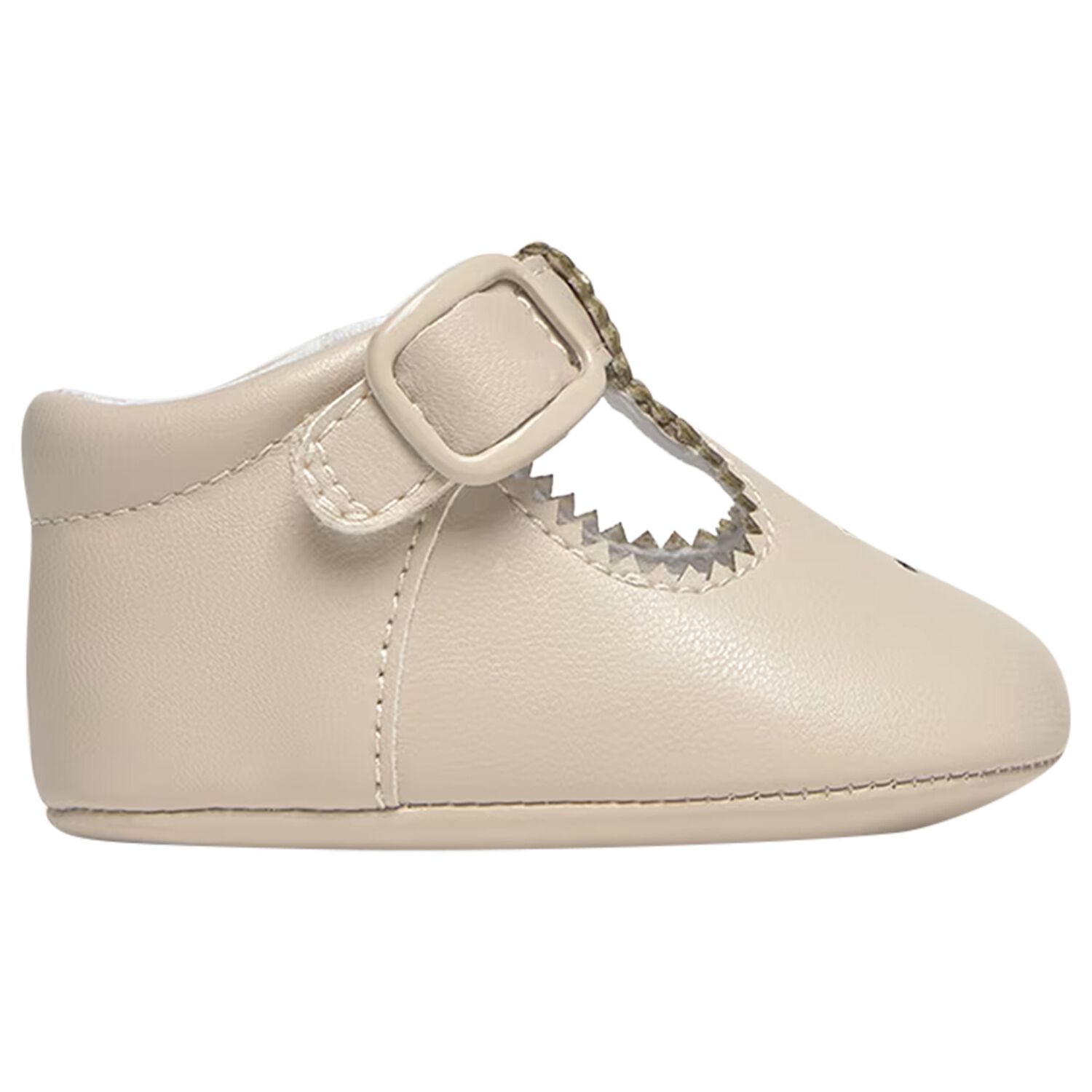Beige Leather Pre Walker Shoes, 3, hi-res