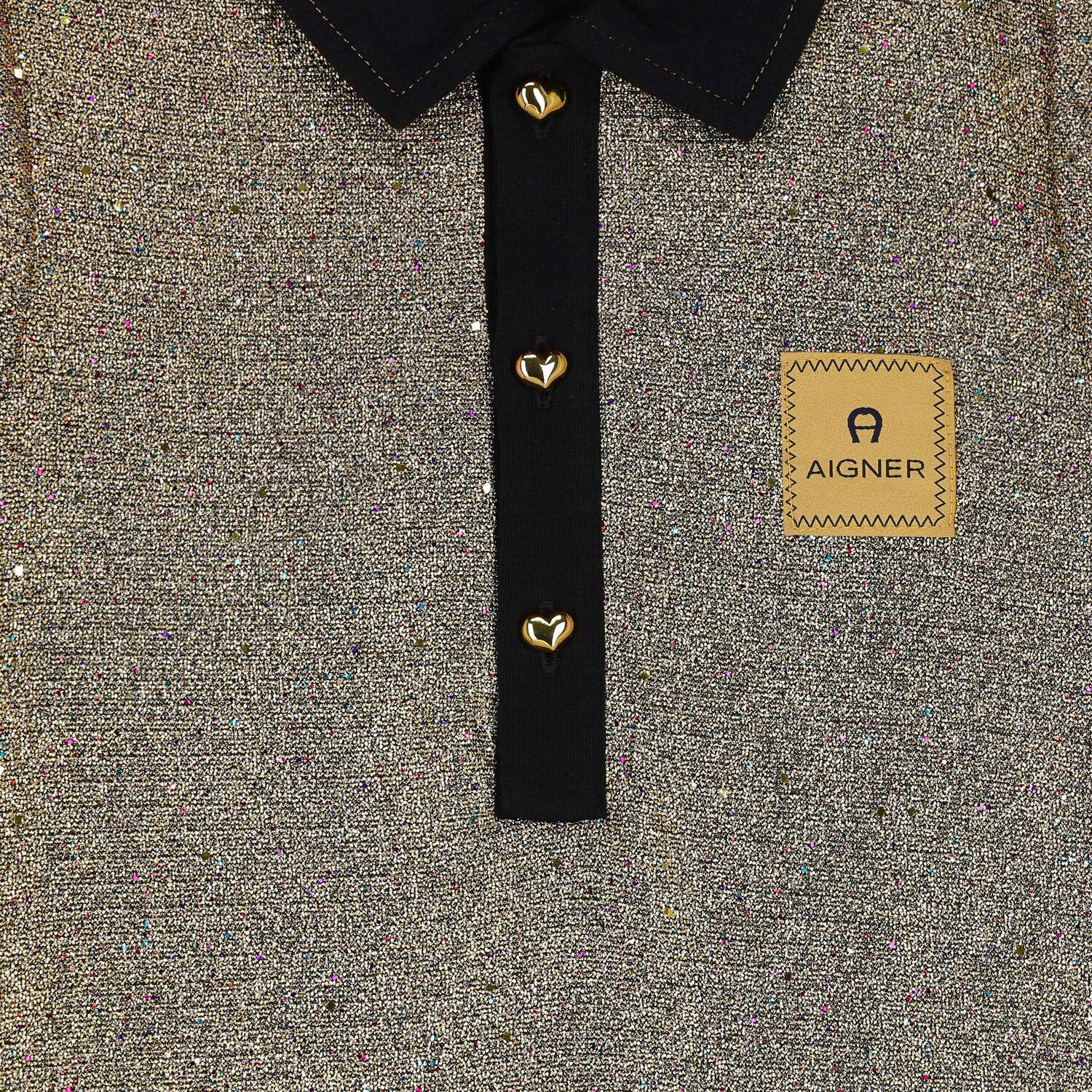 Girls Black & Gold Logo Dress, 1, hi-res image number null