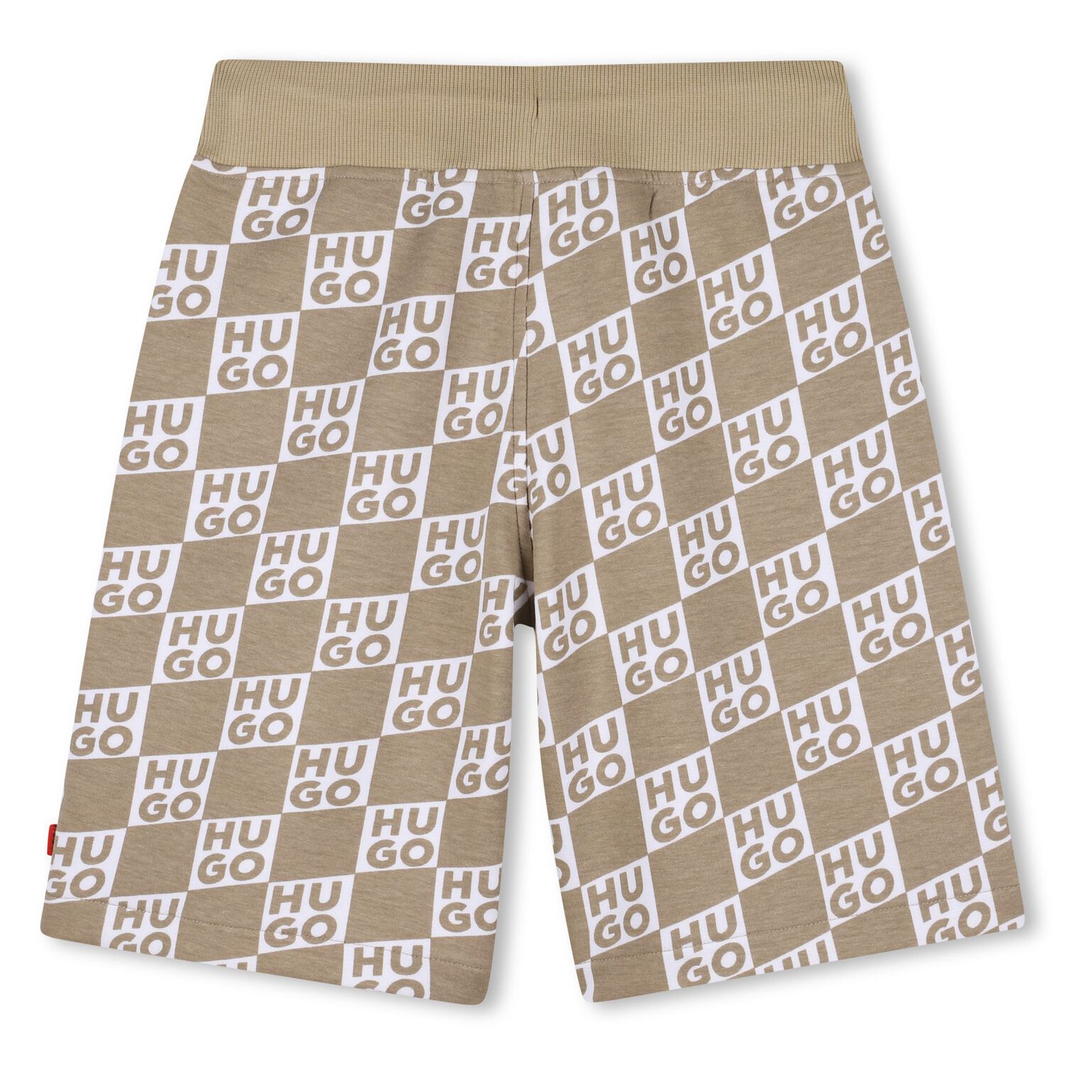 Boys Beige & White Check Logo Shorts, 1, hi-res