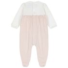 Baby Girls White & Beige Floral Babygrow, 1, hi-res