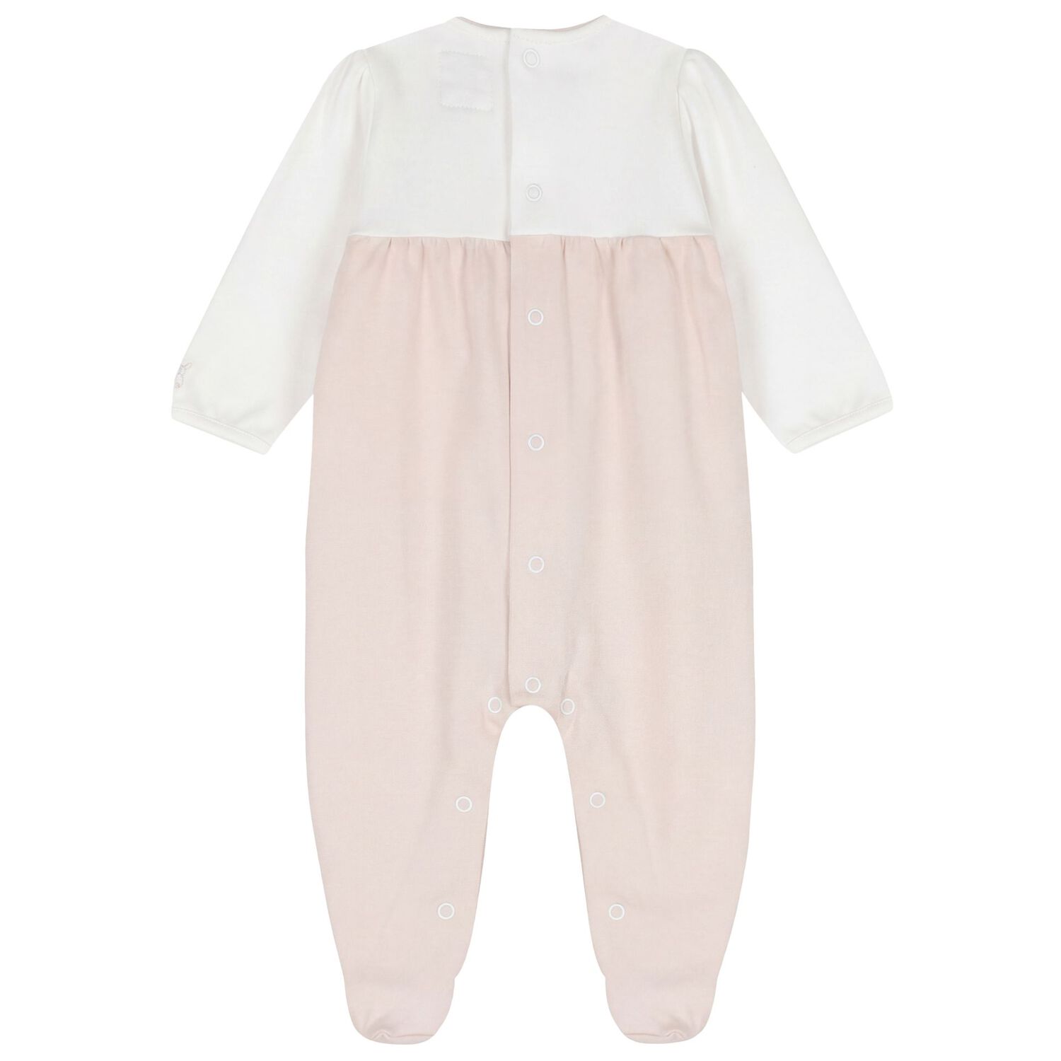 Baby Girls White & Beige Floral Babygrow, 1, hi-res