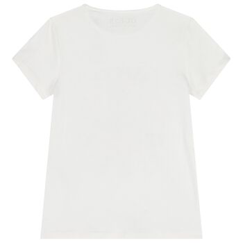 Girls White Teddy Bear Logo T-Shirt