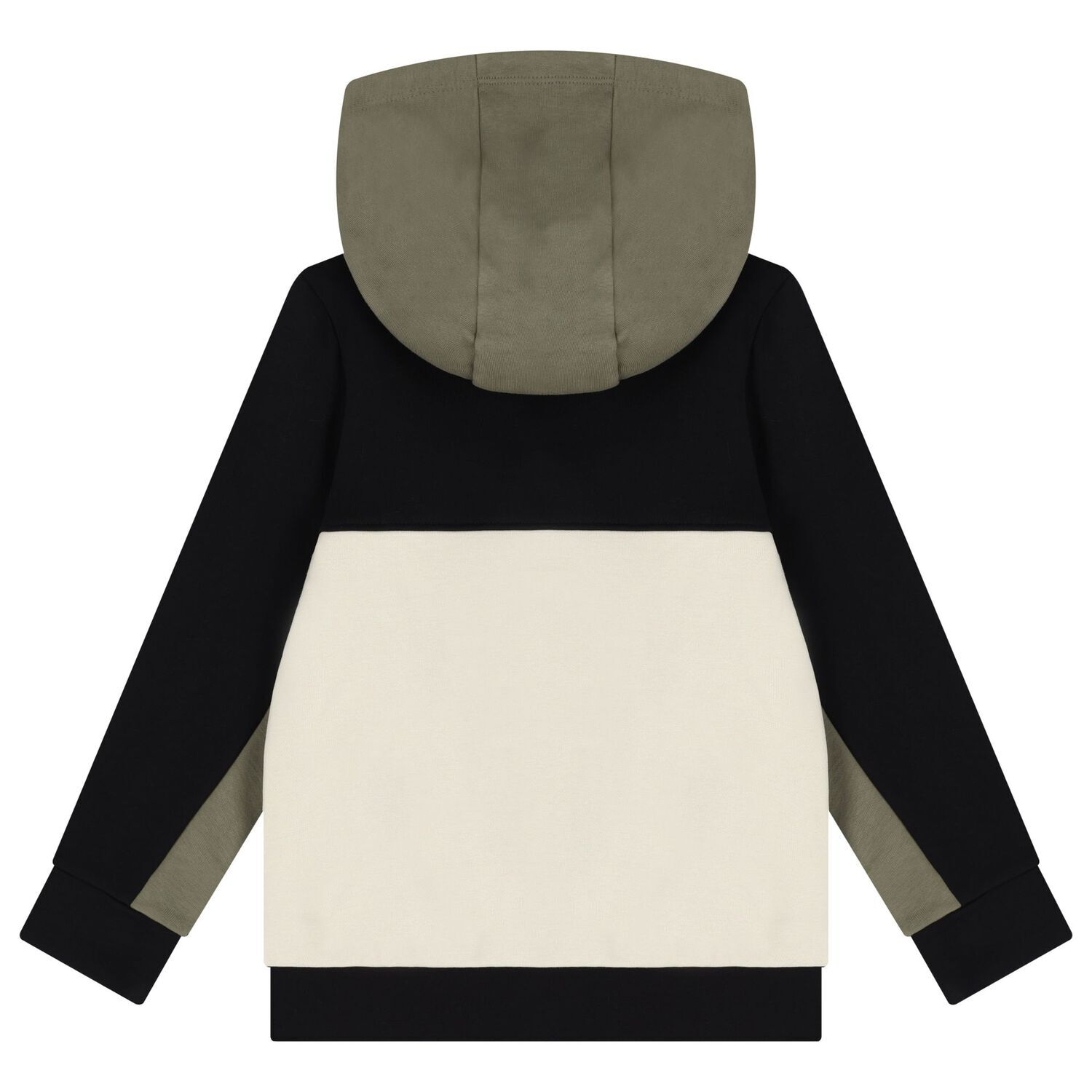 Boys Ivory, Green & Black Logo Hooded Zip Up Top, 2, hi-res