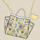 فستان بنات بطبعة حقيبة باللون البيج, 2, hi-res