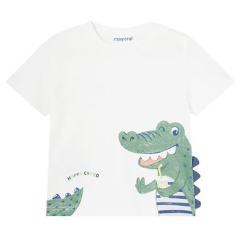 Younger Boys Ivory Crocodile T-Shirt