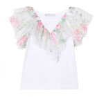 Girls White & Floral Tulle Top, 1, hi-res