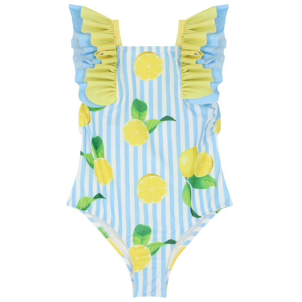 MEIA PATA - Saint Anne Lemons Print Swimsuit - Blue