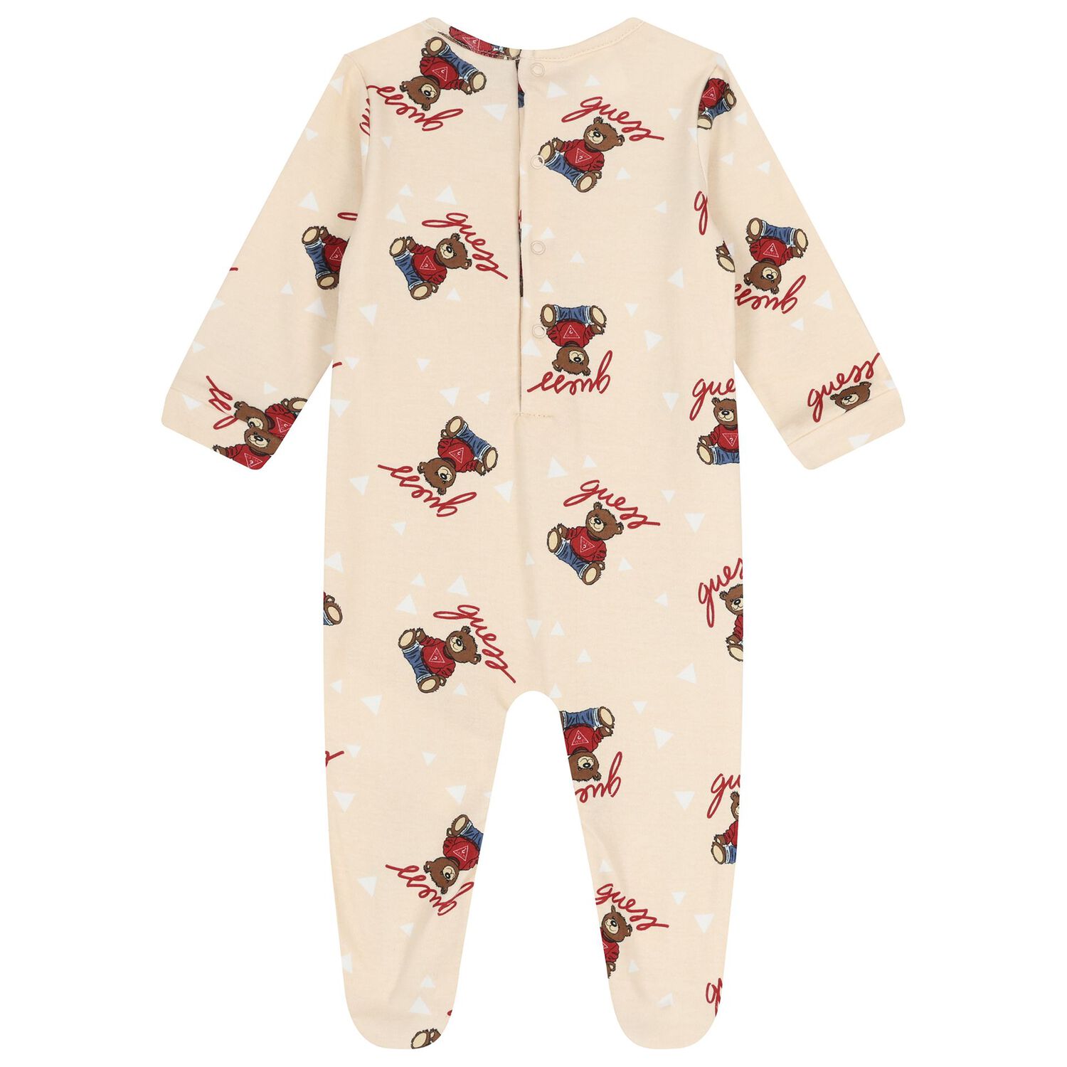 Beige Teddy Bear Logo Babygrow, 3, hi-res