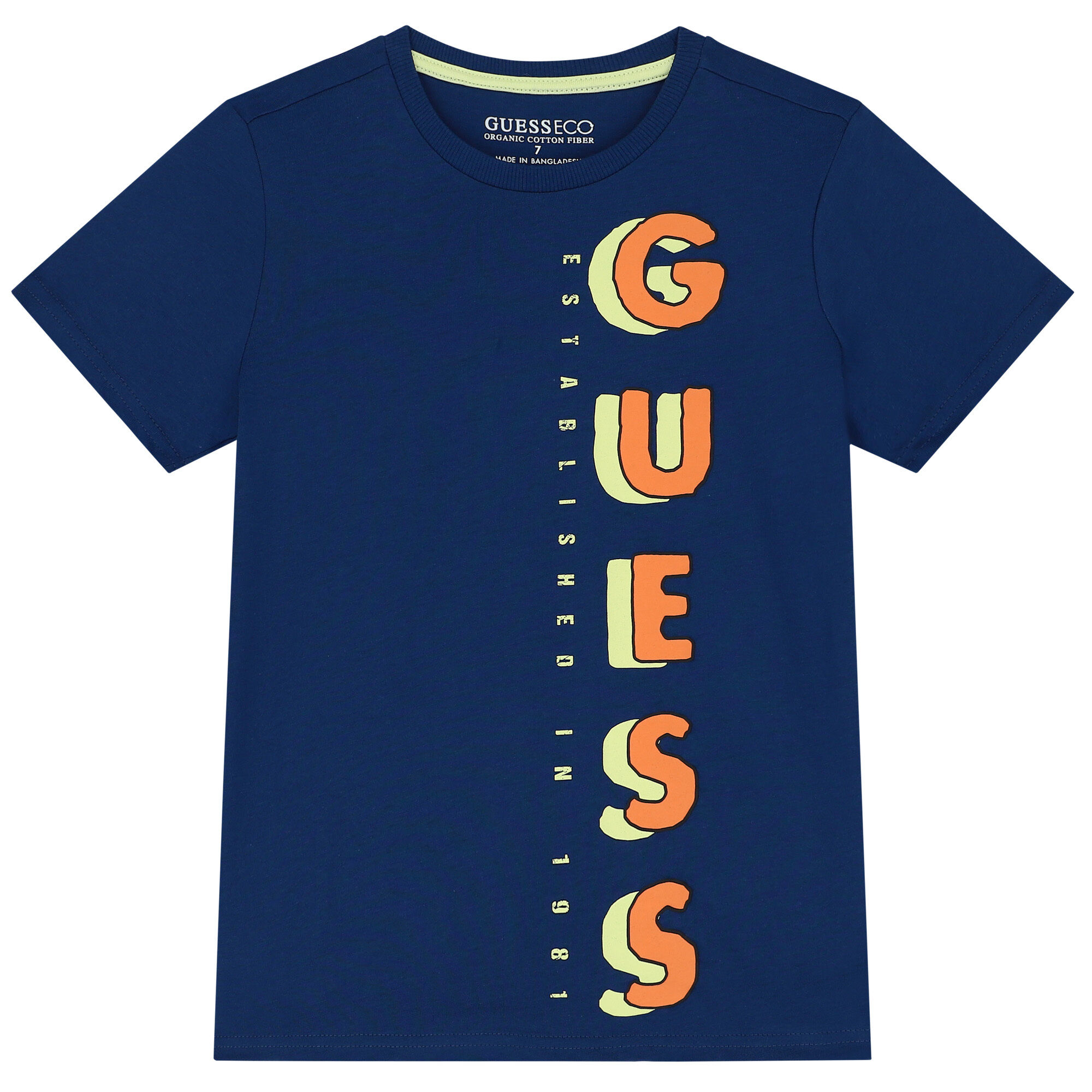 Guess Boys Navy Blue Logo T Shirt Junior Couture UAE