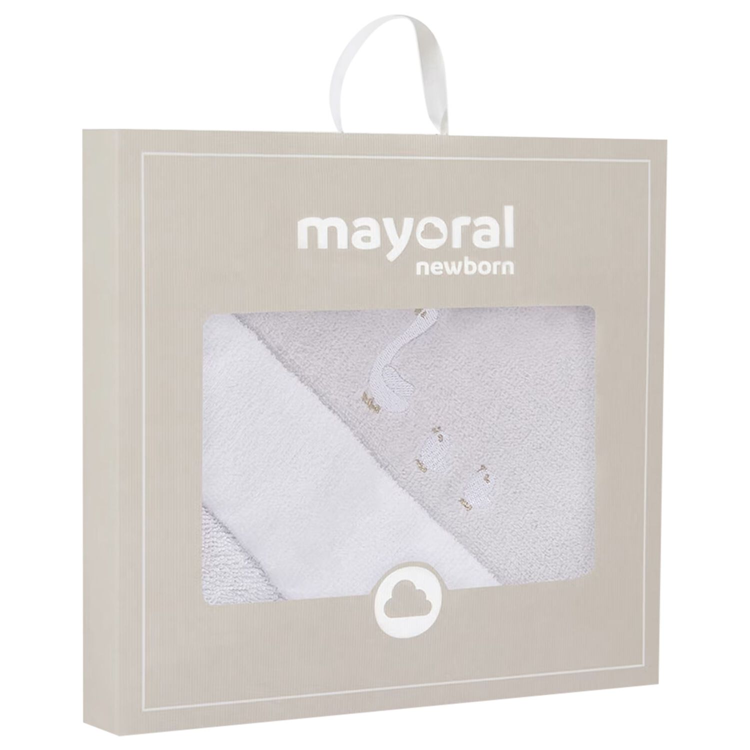 White  & Grey Hooded Towel, 1, hi-res