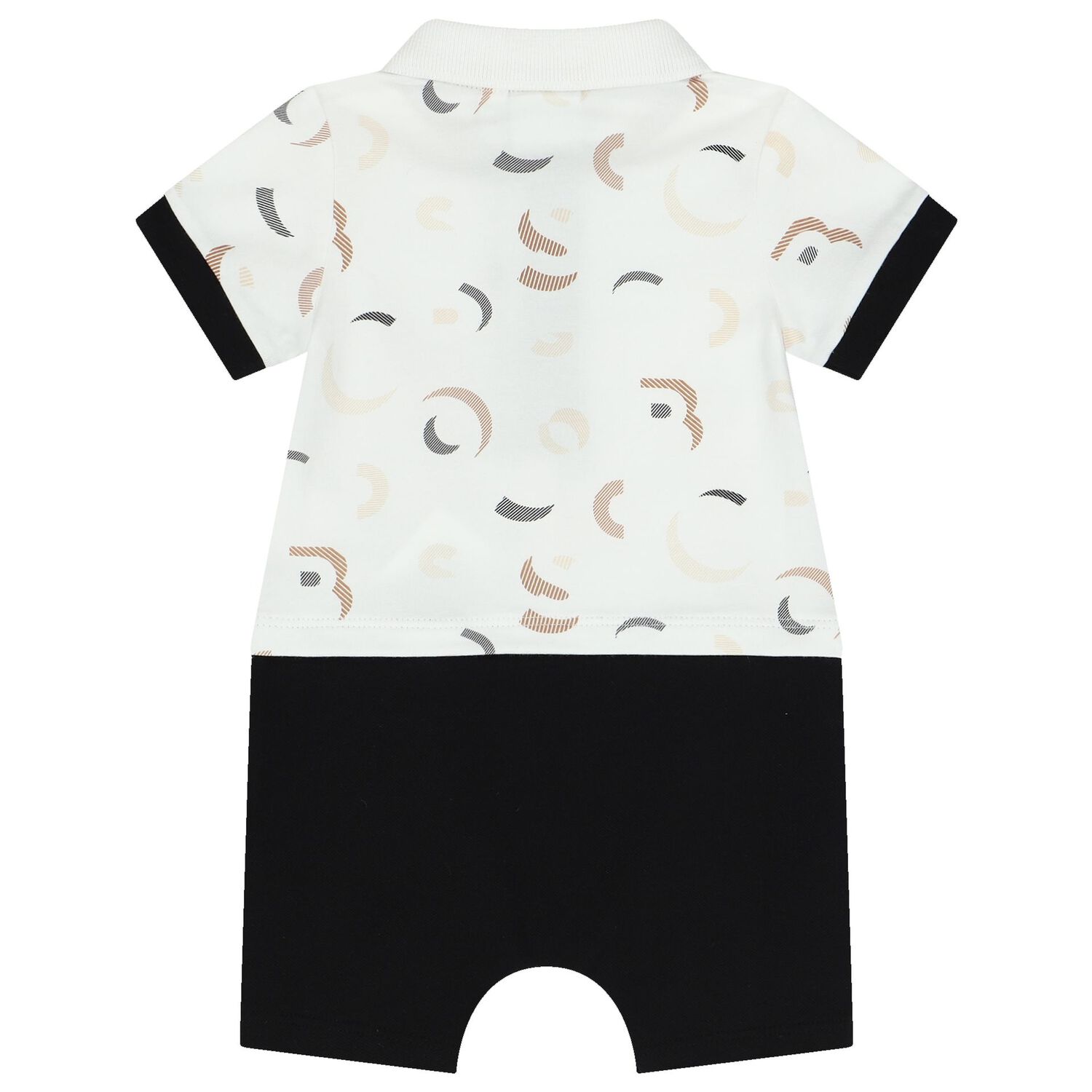 Baby Boys White & Black Logo Polo Romper, 1, hi-res