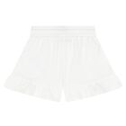 Girls White Teddy Bear Shorts, 1, hi-res