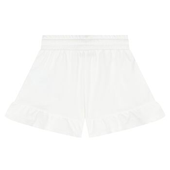 Girls White Teddy Bear Shorts