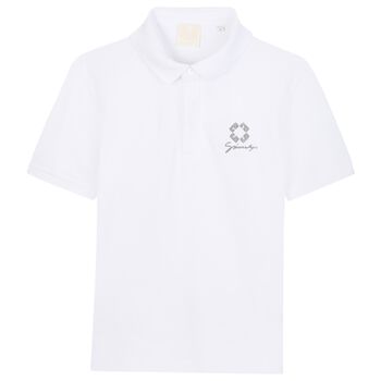 Boys White Logo Polo Shirt