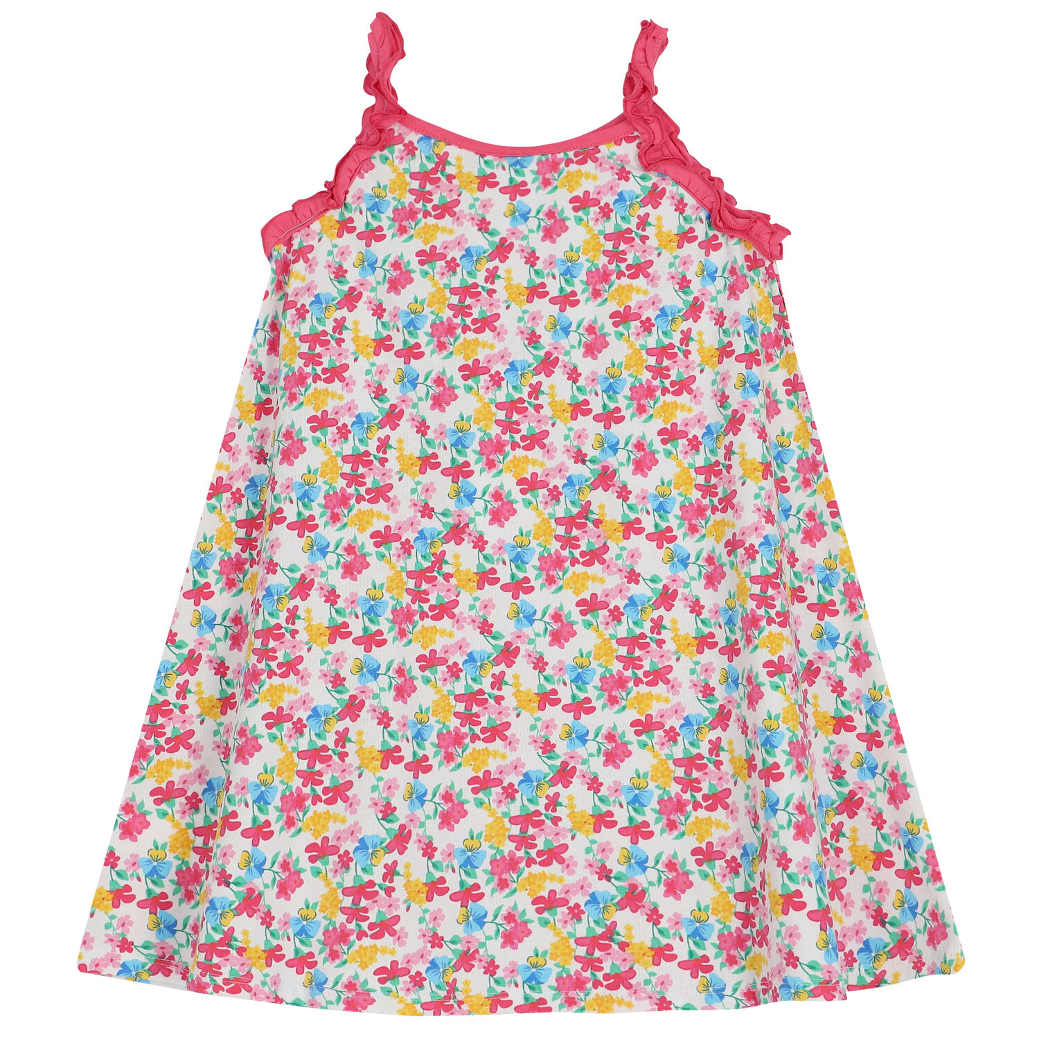 فستان بنات بالزهور باللون الابيض, 1, hi-res