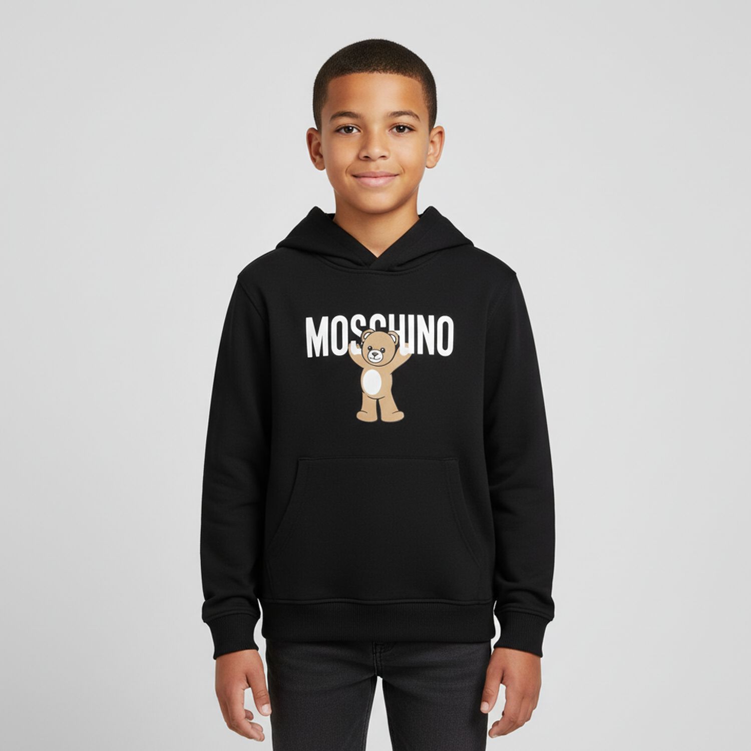 سويت شيرت بالشعار بطبعه تيدى بير باللون الاسود, 3, hi-res