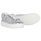 Girls Silver & Pink Logo Trainers, 1, hi-res