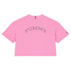 Girls Pink Embellished Logo T-Shirt, 2, hi-res
