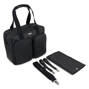 حقيبة تغيير حفاضات بالشعار باللون الأسود