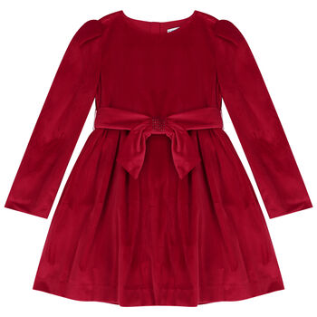 Girls Red Long Sleeve Dress