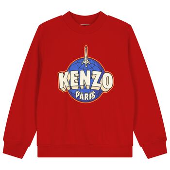 KENZO KIDS Boys Red Logo Sweatshirt, 1 Boys Red Logo Sweatshirt