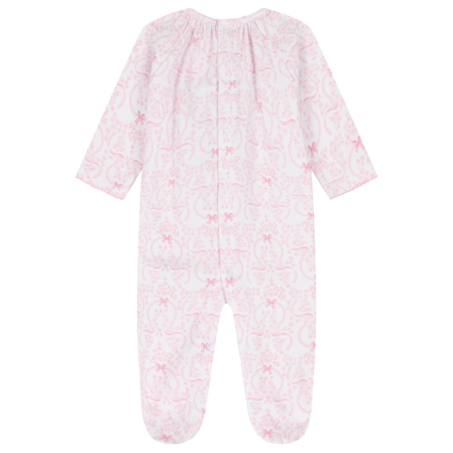  Baby Girls White & Pink Delicate Blooming Bow Babygrow, 1, hi-res