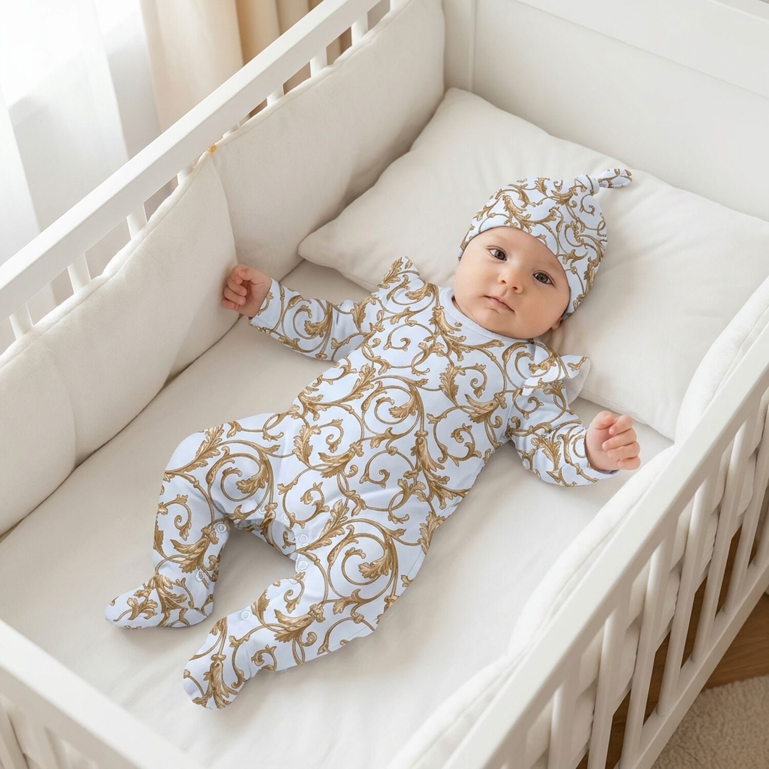 Baby Girls Blue & Gold Babygrow Gift Set, 1, hi-res
