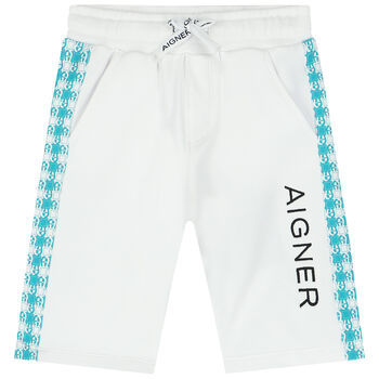 Younger Boys White Logo Shorts