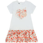 فستان بنات بطبعة قلب باللون الابيض, 1, hi-res