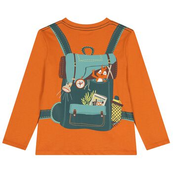 Boys Orange Bag Long Sleeve Top