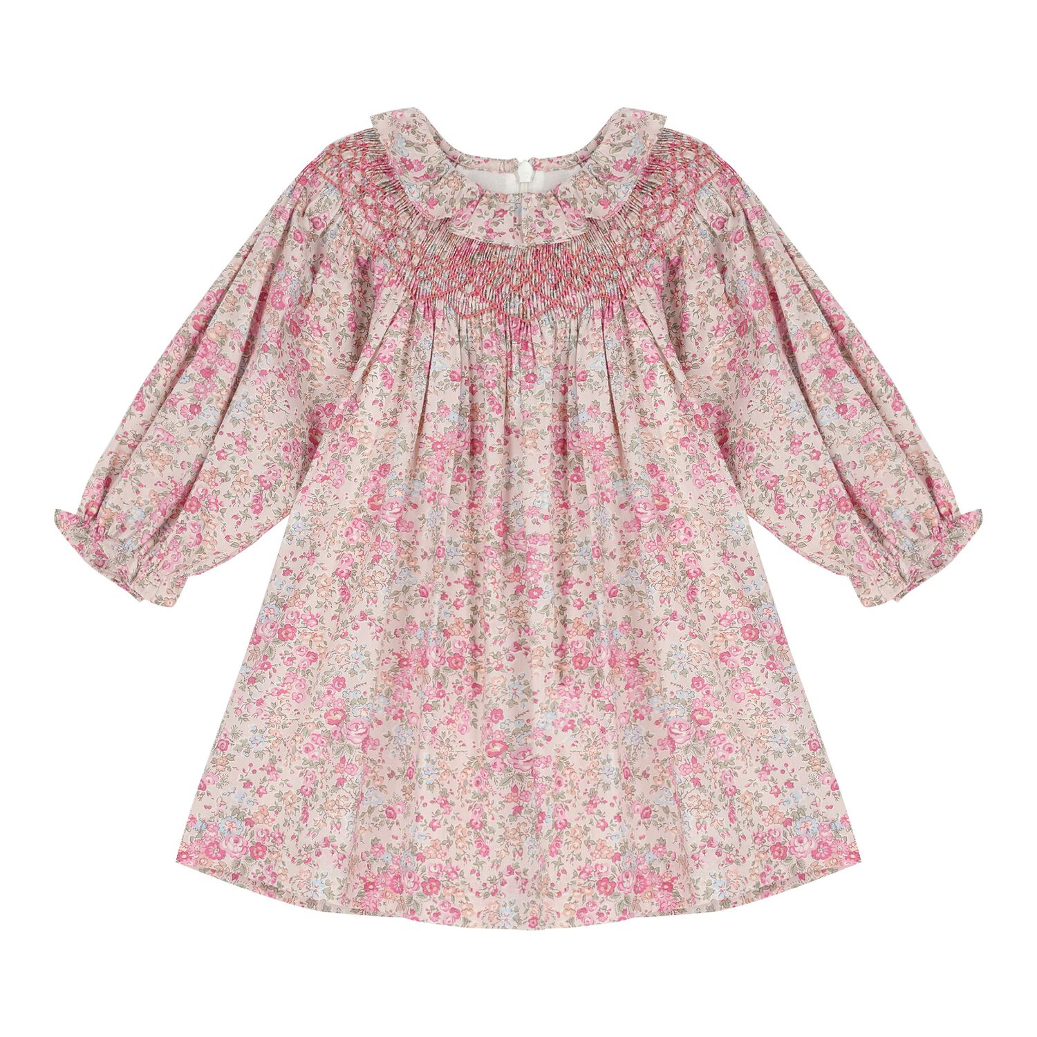 Baby Girls Pink Liberty Floral Dress, 1, hi-res