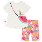 طقم ليغينز بنات بطبعة الفواكه باللون العاجى والوردى, 1, hi-res