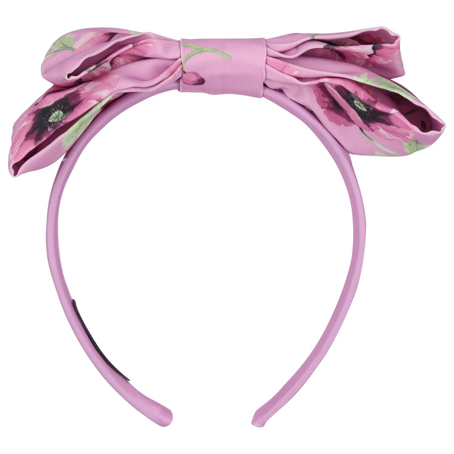 Girls Pink Floral Bow Headband, 1, hi-res image number null