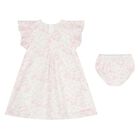 Baby Girls White & Pink Toile de Jouy Dress Set, 1, hi-res